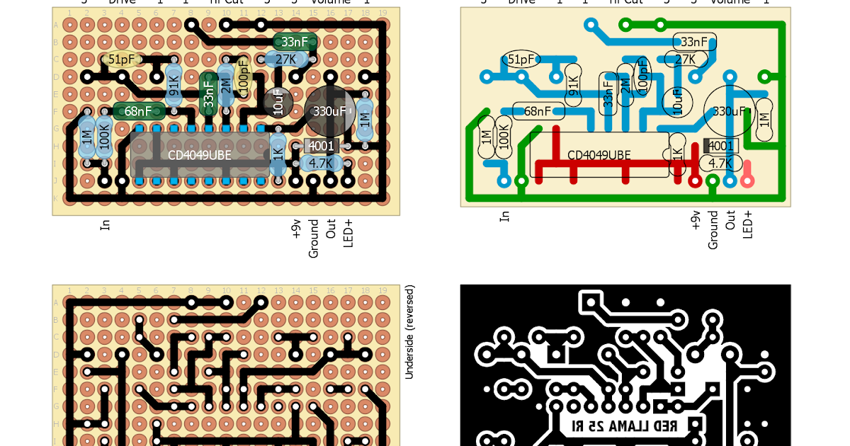 Perf and PCB Effects Layouts: Way Huge Red Llama 25th Anniversary